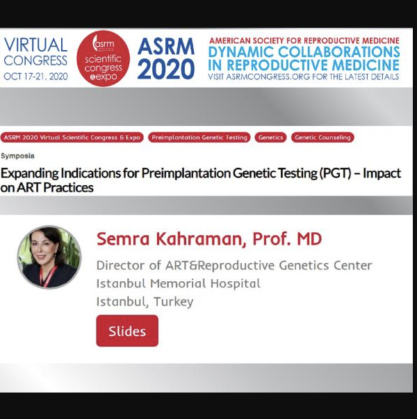 American Society of Reproductive Medicine (ASRM) Sanal Kongresinde Memorial Şişli Tüp Bebek Merkezi 8 Bilimsel Oral ve Poster Sunum Olarak katılım gerçekleştirdi